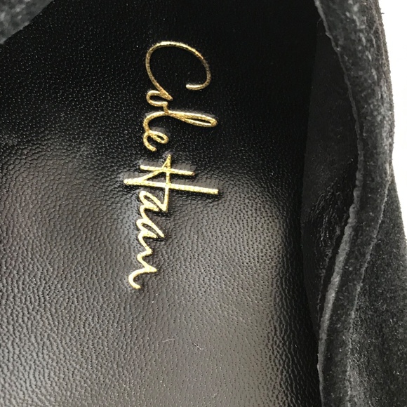 COLE HAAN Black Ballet Flat Suede Nike Air Slip On Loafer Women’s Size 9.5 WIDE - Picture 13 of 16